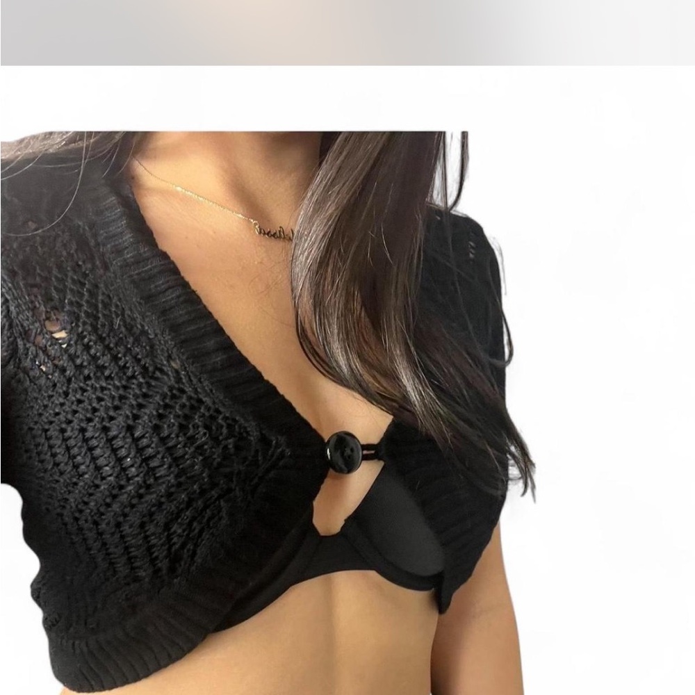 Black Open-Knit Sweater Top